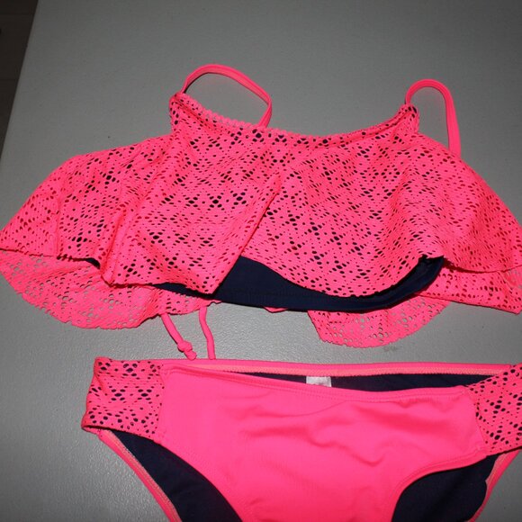 Pink & Blue 2 Pcs Justice Bikini Swimsuit Size 14 - Picture 2 of 11